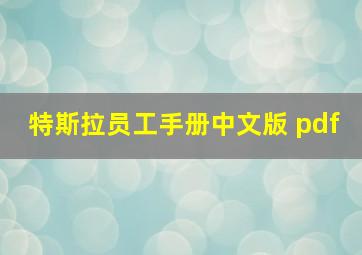 特斯拉员工手册中文版 pdf